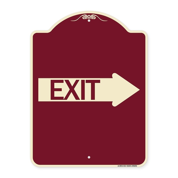 Exit With Right Arrow Heavy-Gauge Aluminum Architectural Sign, 24" H, 18" L, BU-1824-24606